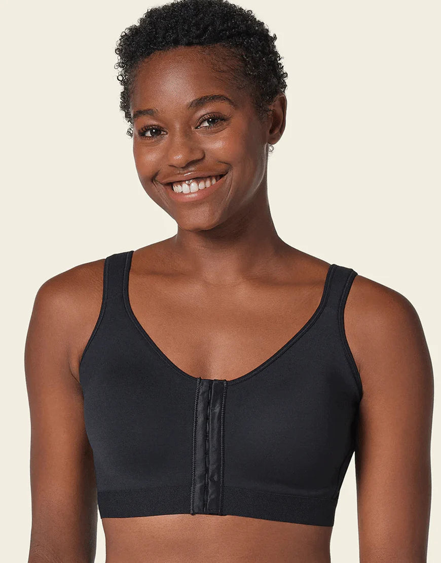 Stretch Cotton Posture Correcter Wireless Bra-All-in-one-Black