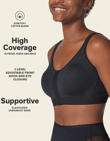 Stretch Cotton Posture Correcter Wireless Bra-All-in-one-Black