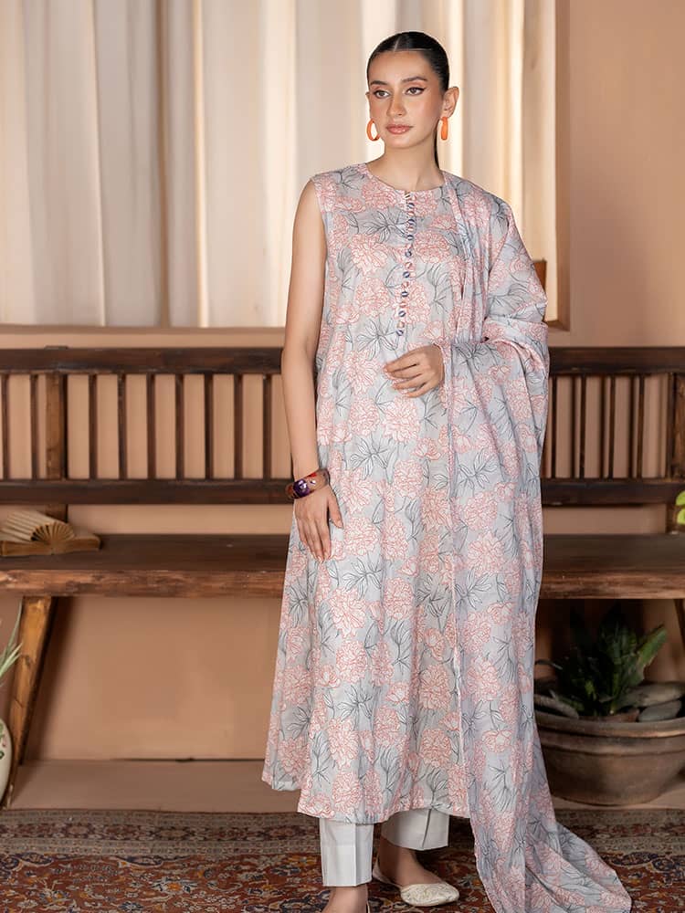 3-Pieces Unstitched Digital Printed Lawn Suit