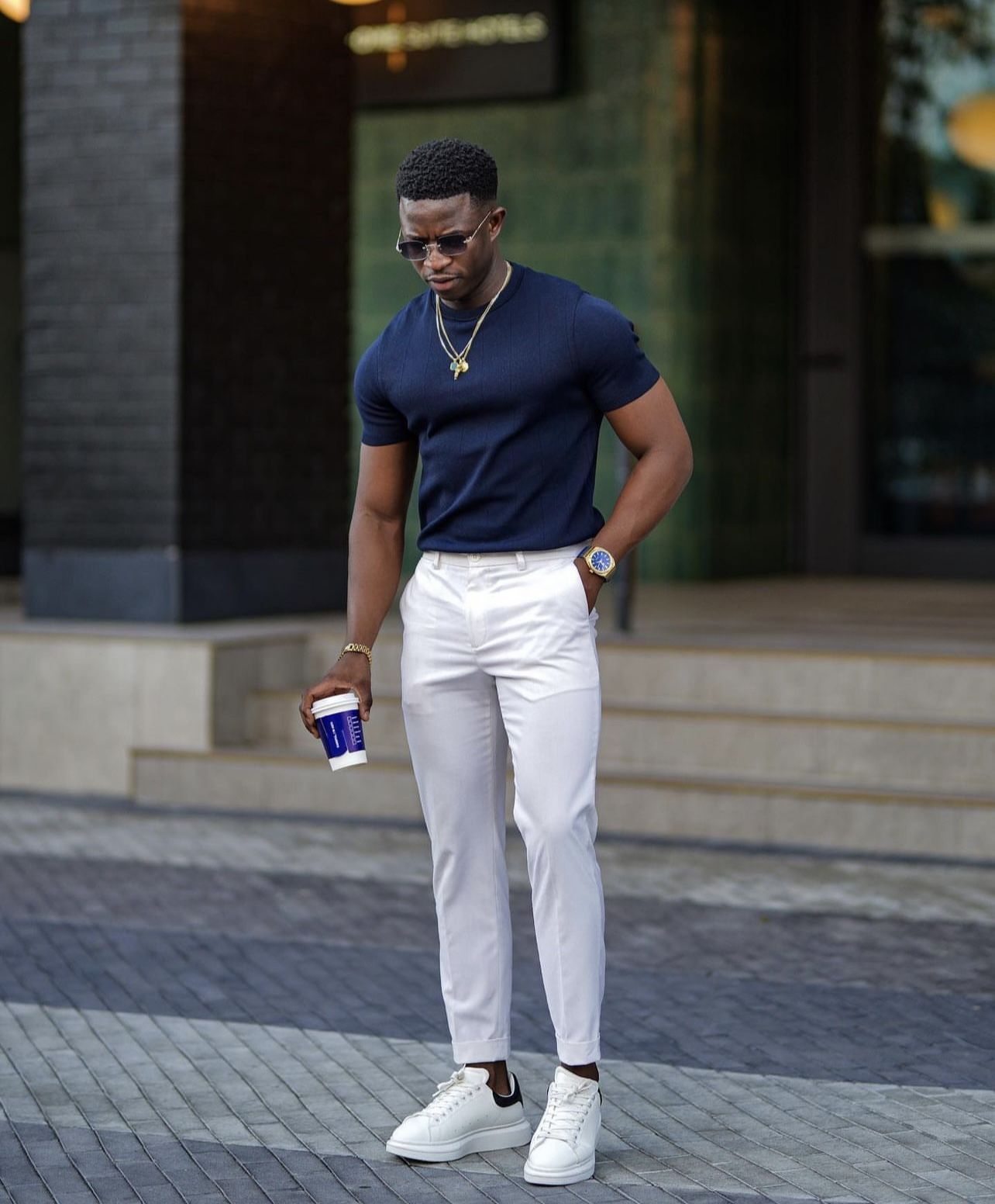 T-Shirt & Trouser Set  - Aesthetic Blue & White